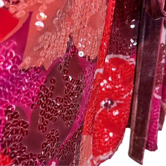 BTFL- Life Calina All Over Floral Sequin Puffed Sleeve Mini Dress Size M - Picture 8 of 11